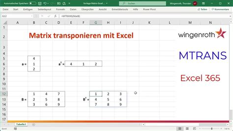 matrix transponieren excel